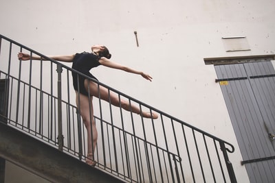 The ballet dancer on the stairs
